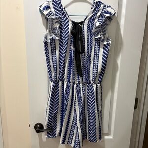 Blue and White Striped Romper